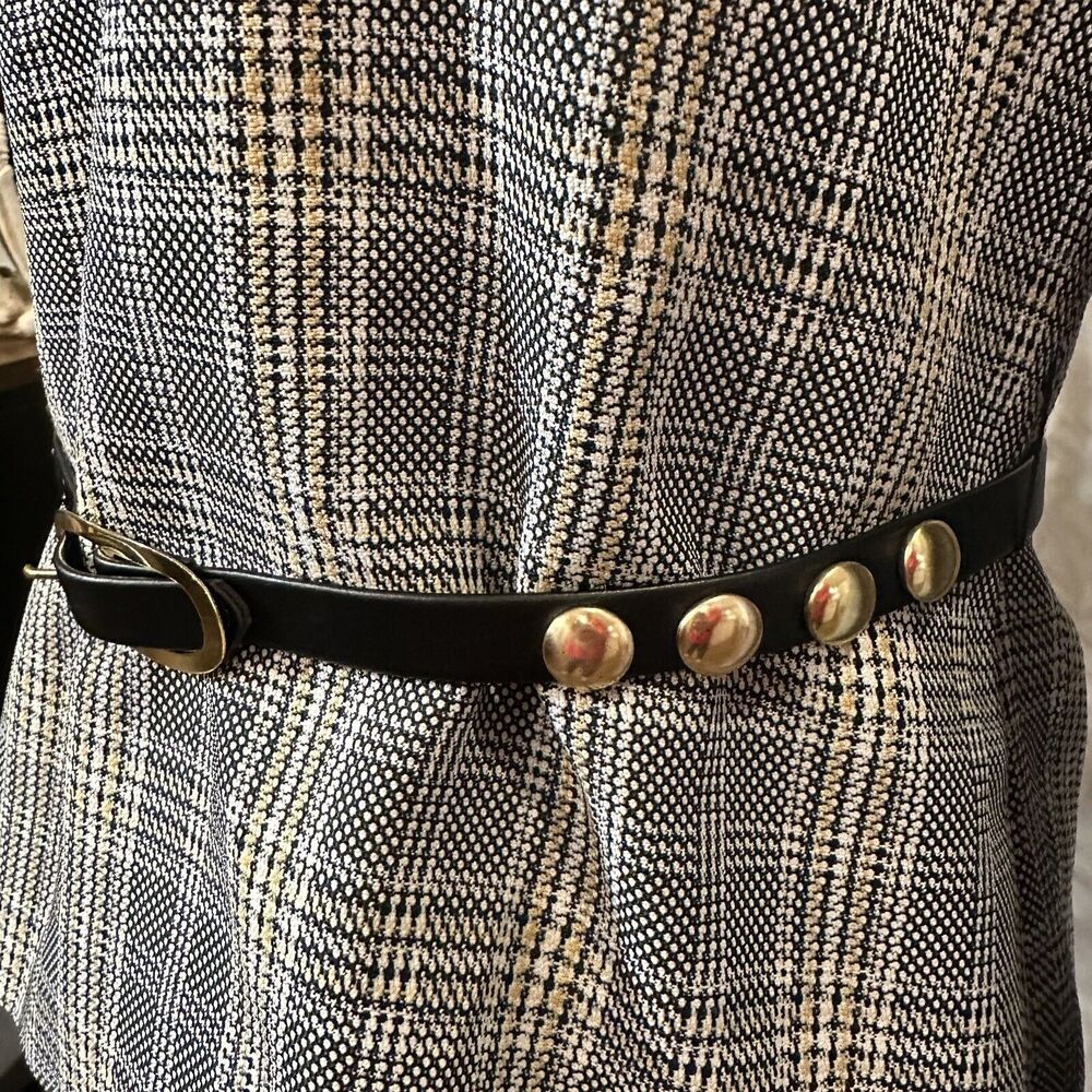 Vintage Fred Rothschild Top 1970s leather belt large collar size small womens - Picture 2 of 12